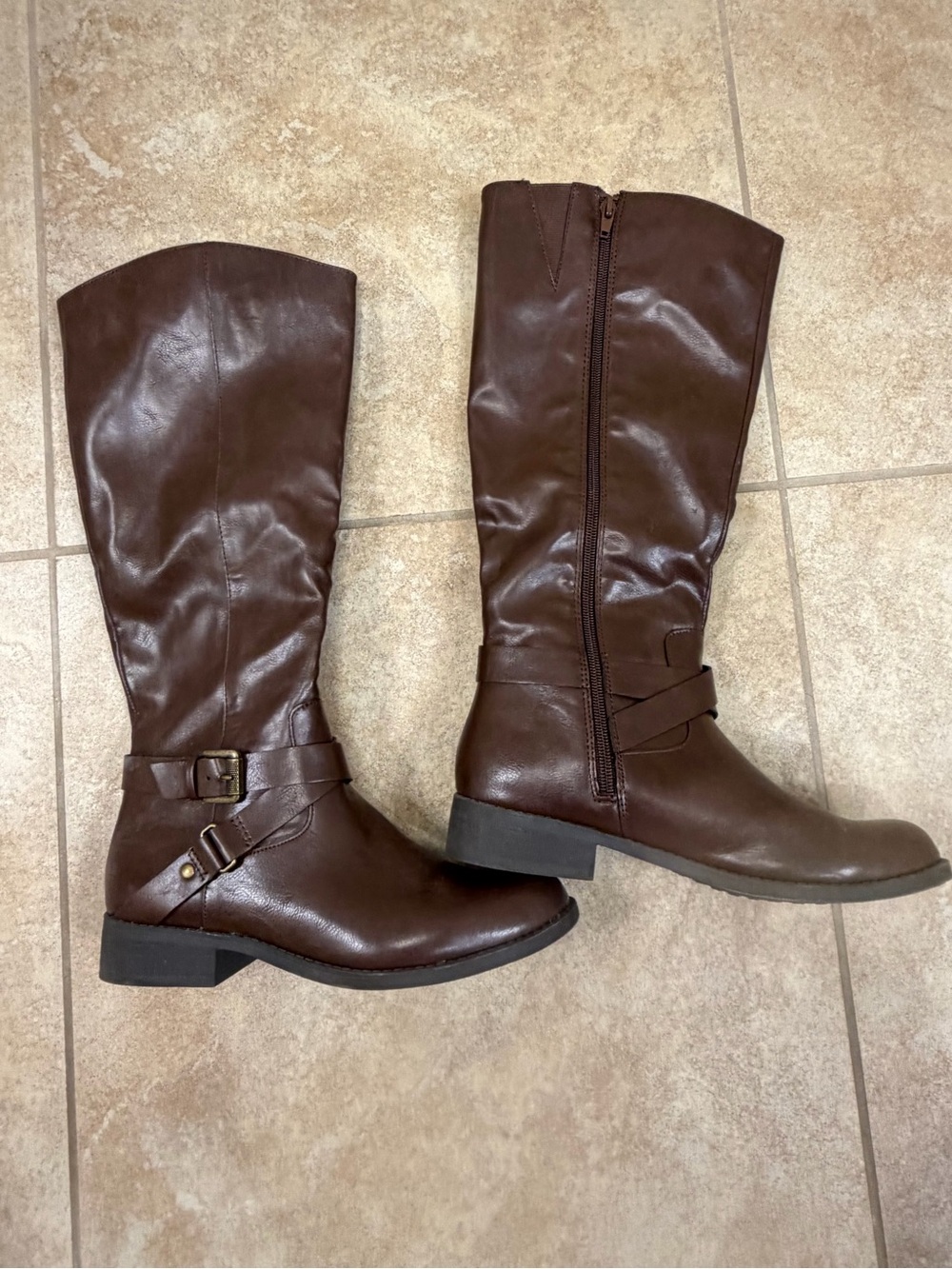 Style & Co. Brown Over-the-Knee Buckle Riding Boots